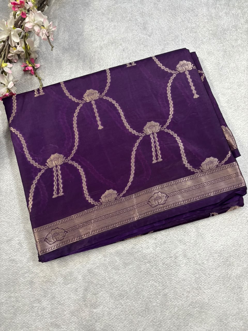 wine n glod crepe saree