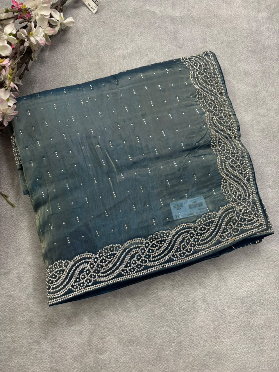 Blue party wear saree