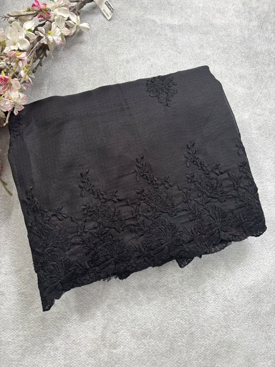 Black kota check saree