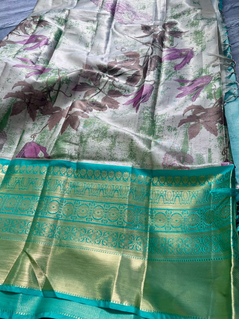 Green tissue kanchi saree