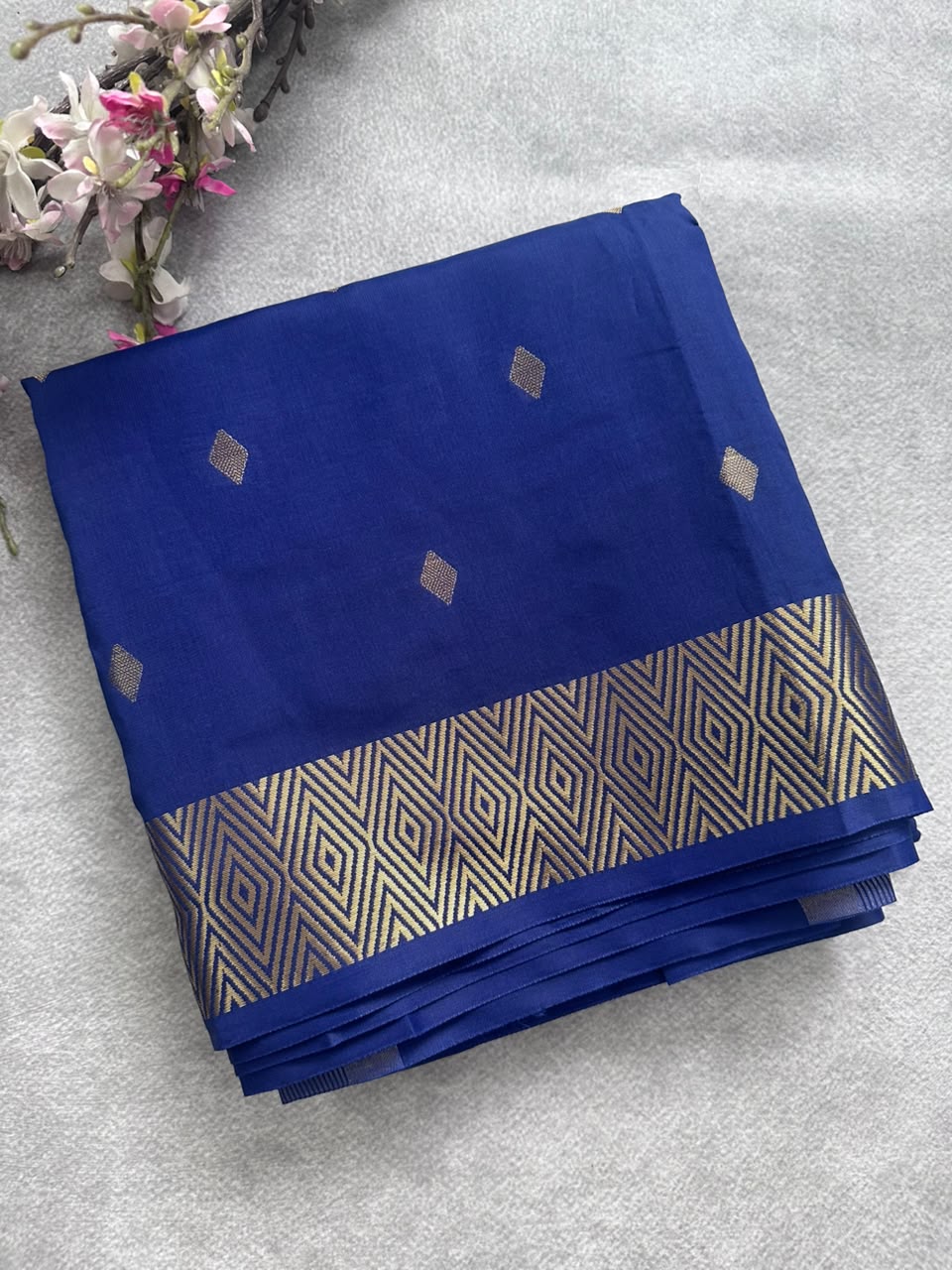 Blue n gold tissue saree