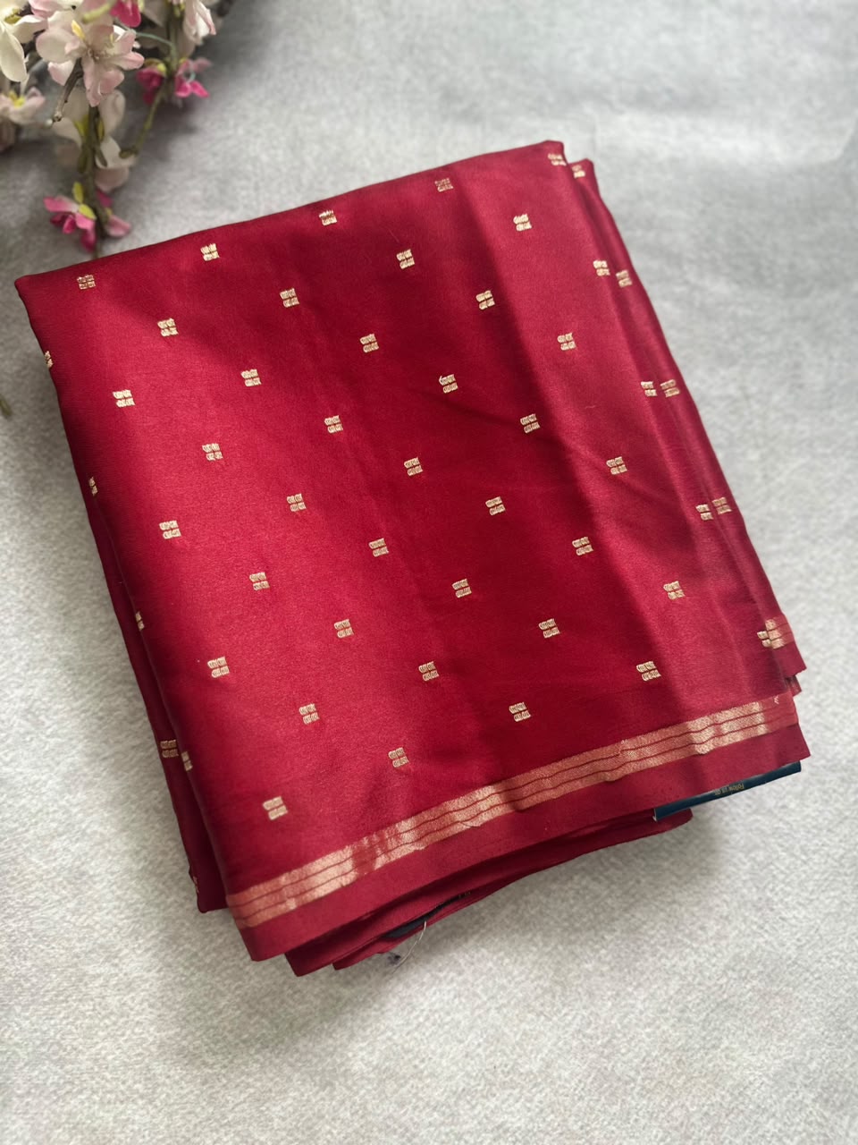 Maroon crepe silk saree