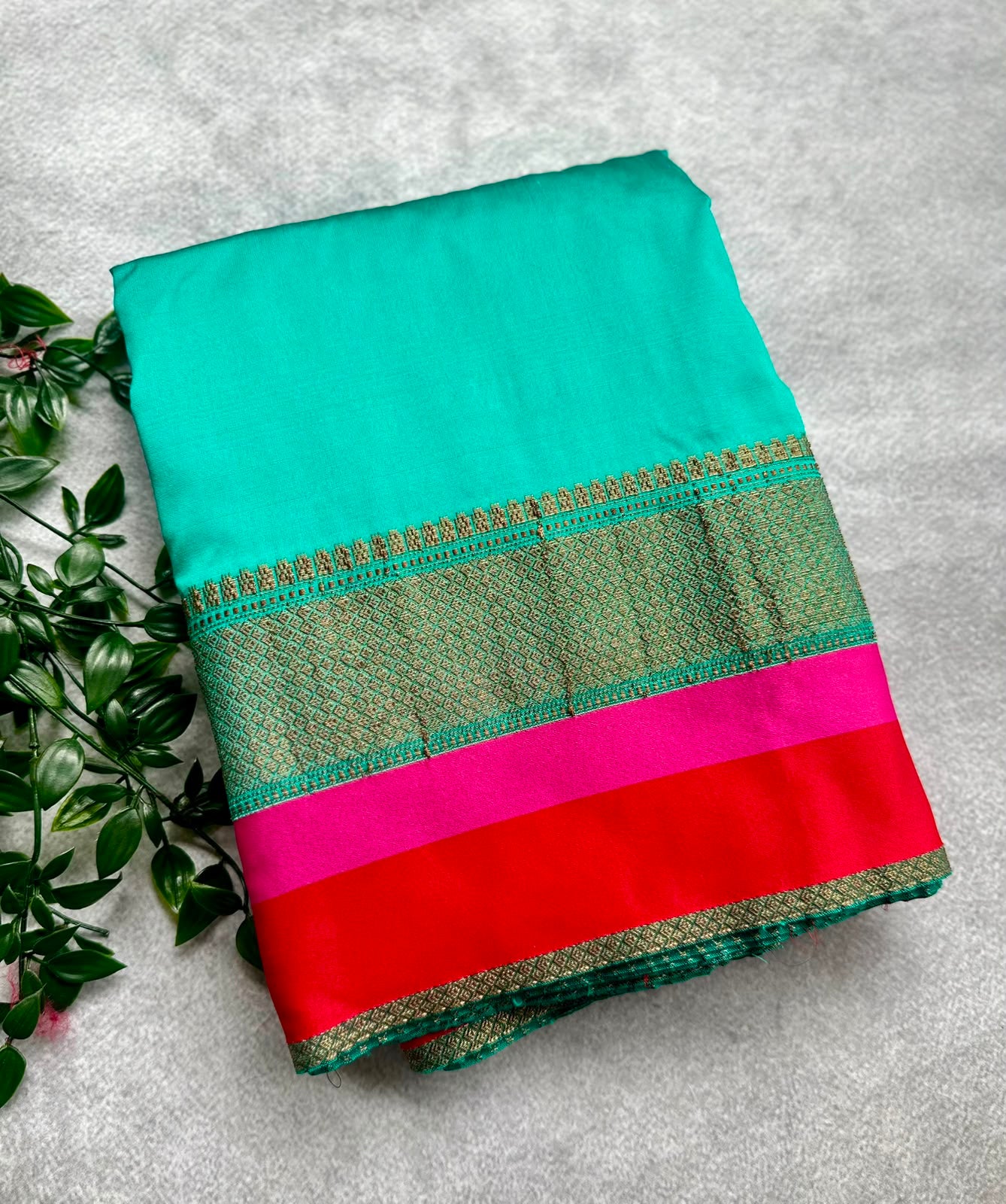 semi banarasi silk sea green saree
