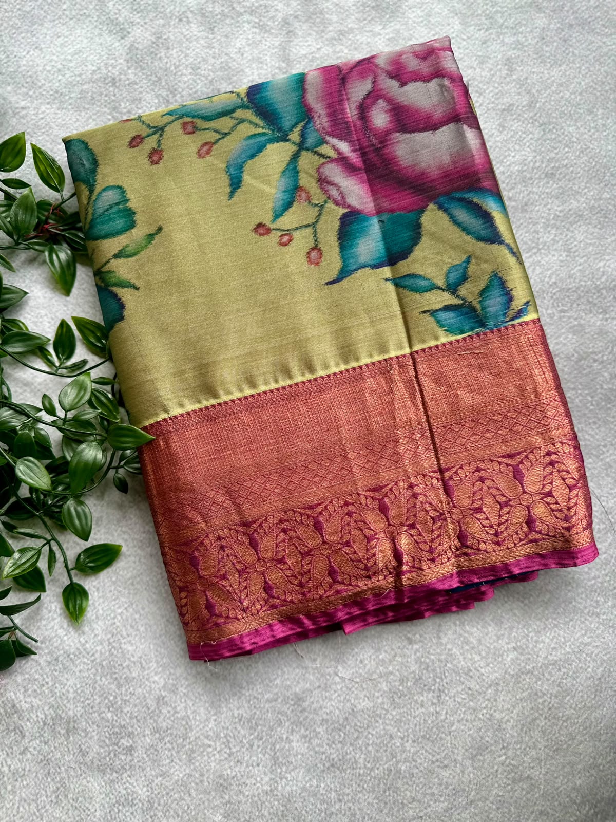 semi kanchi digital print saree