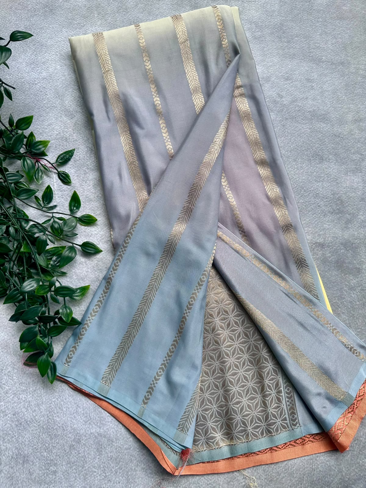 Rankart stripes semi Mysore silk saree
