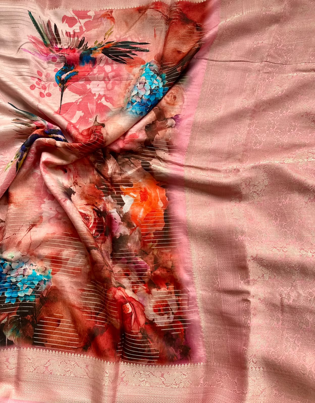 semi tussar digital print saree