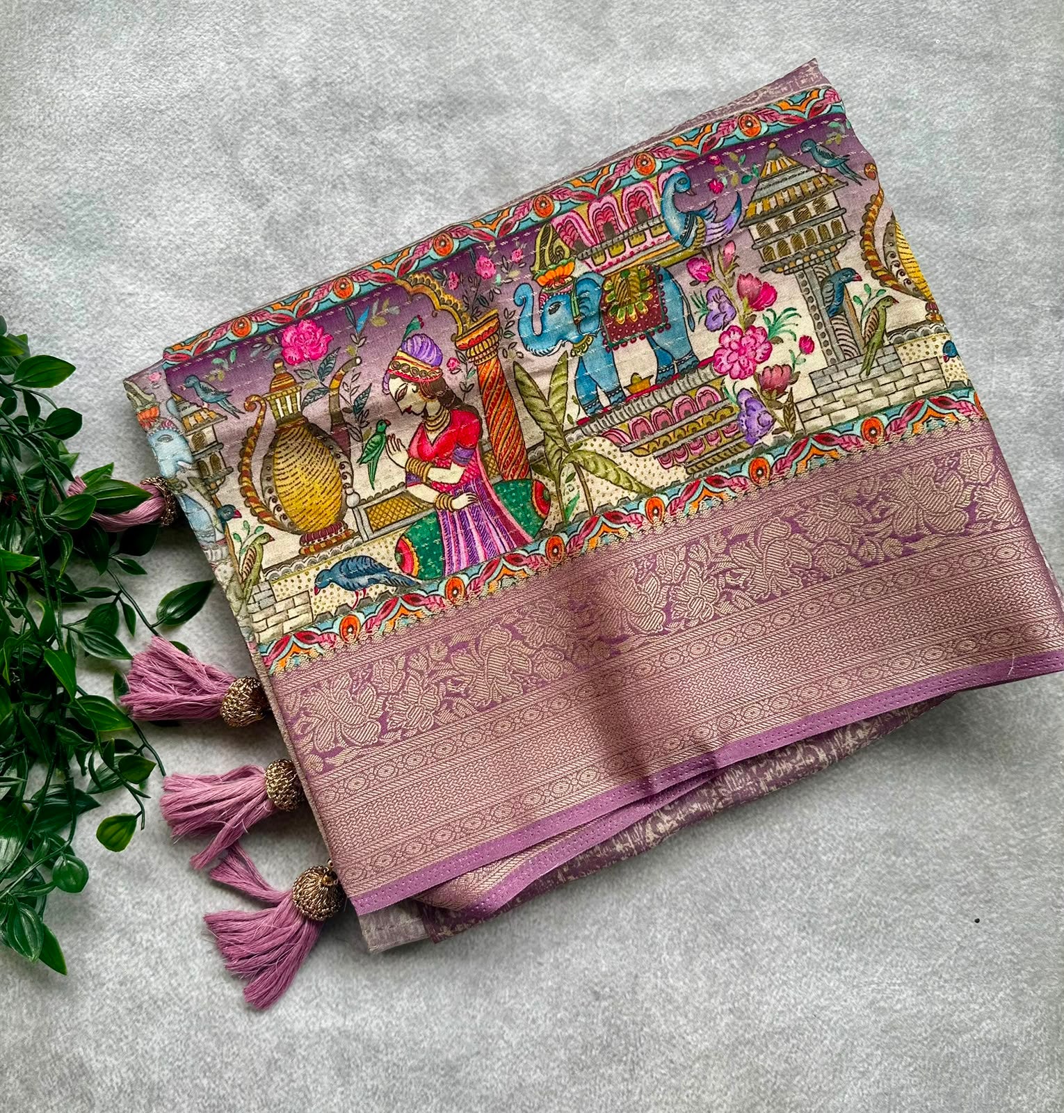 semi crepe lavendar saree