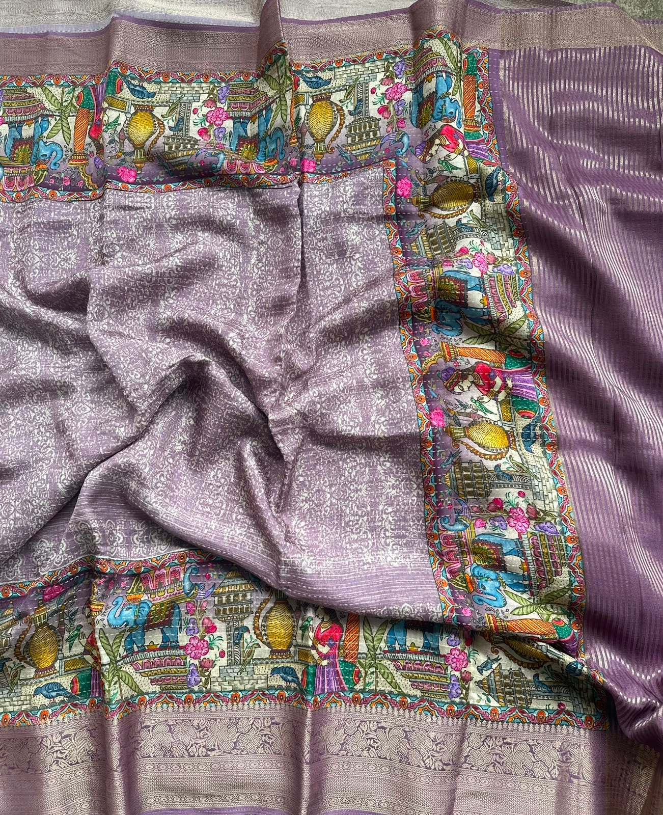 semi crepe lavendar saree