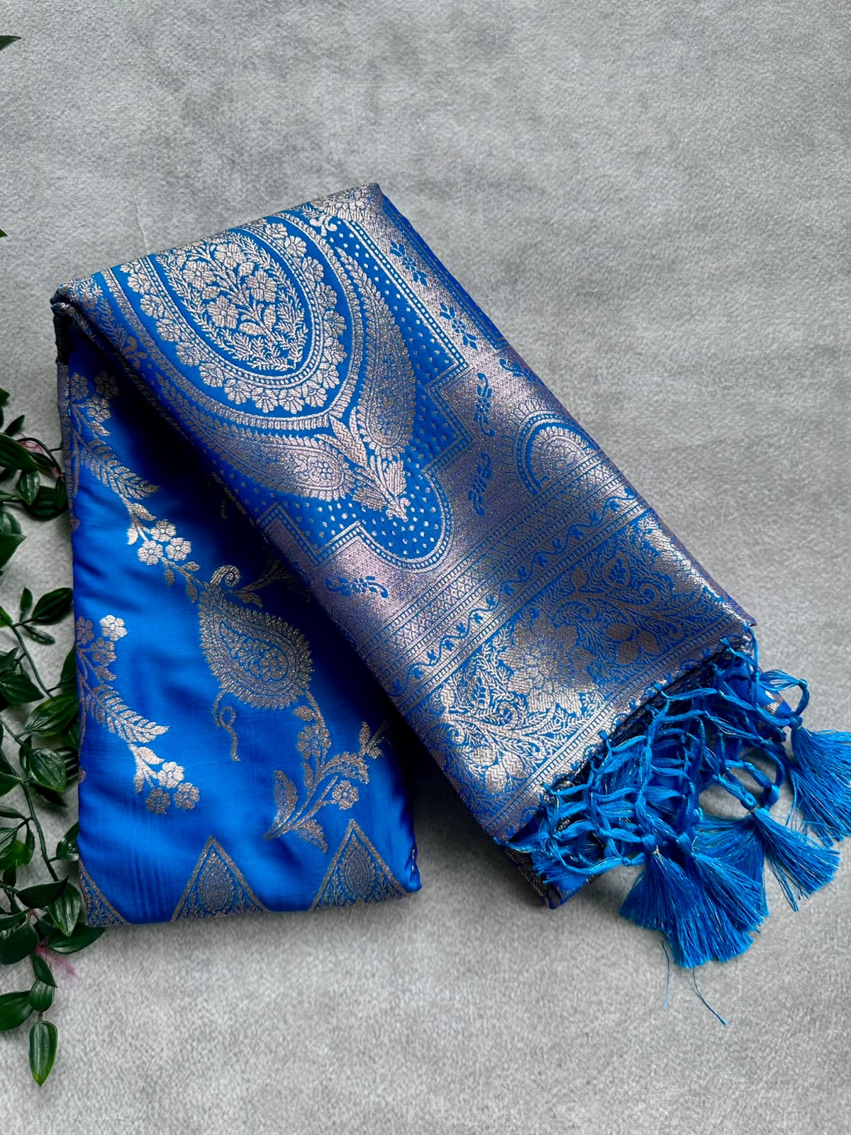 semi silk royal blue saree