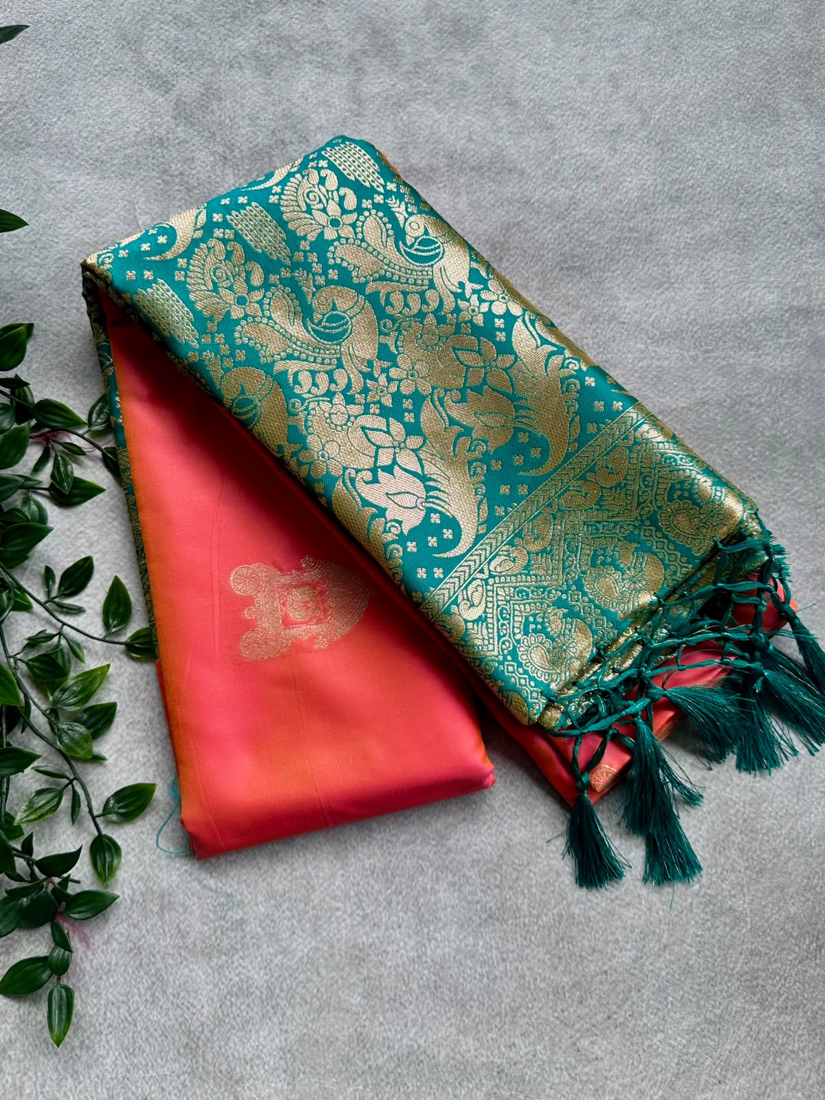 semi silk orange saree