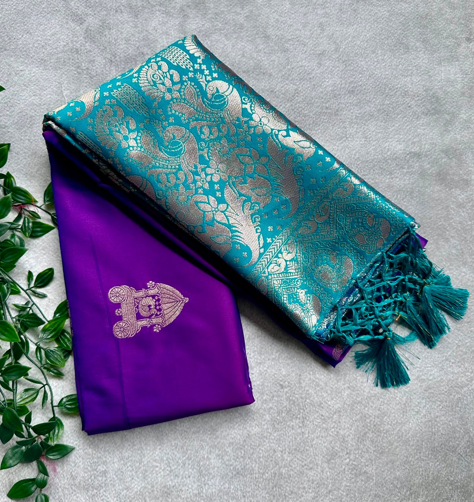 semi silk purple saree