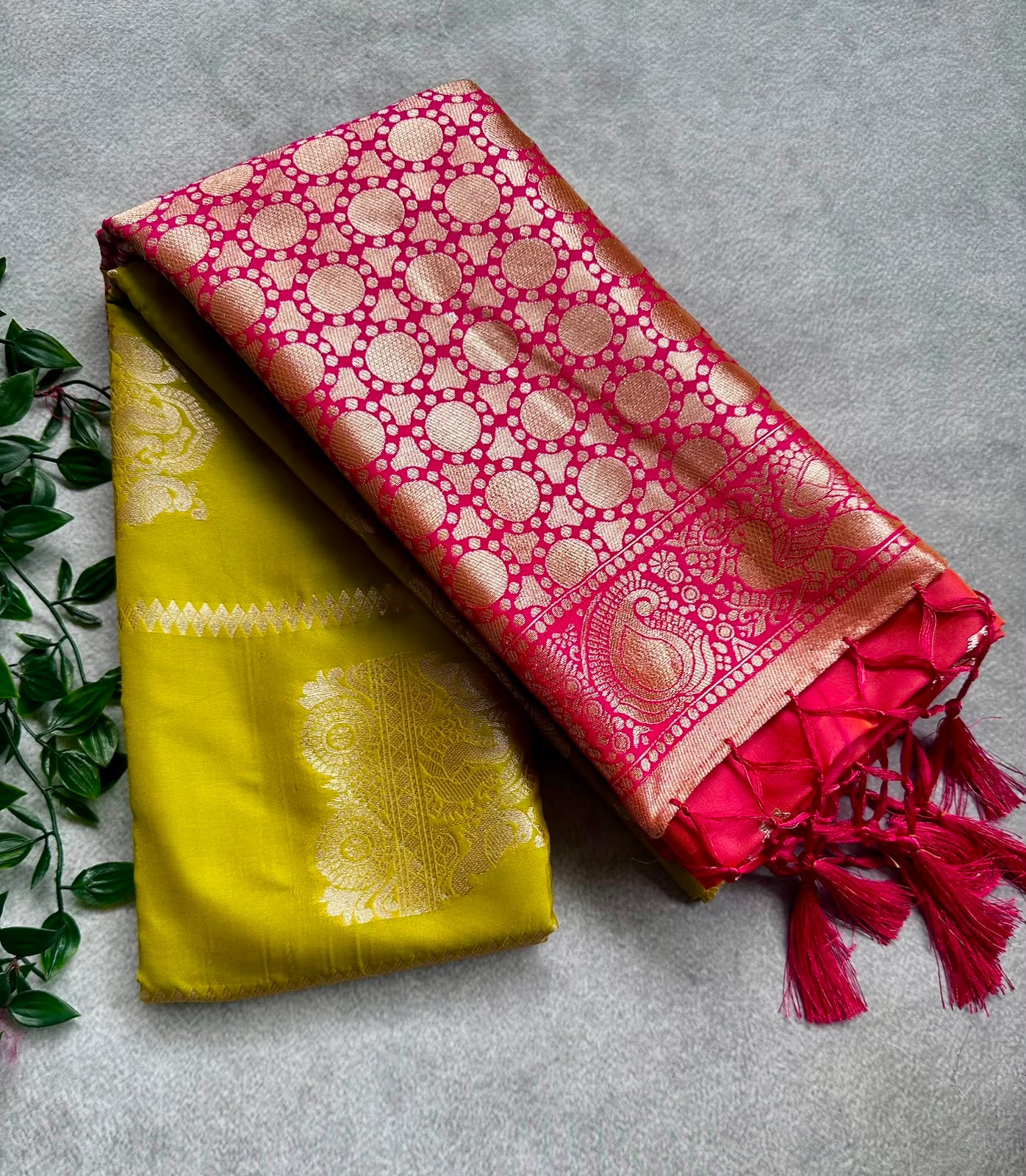 semi silk parrot green saree