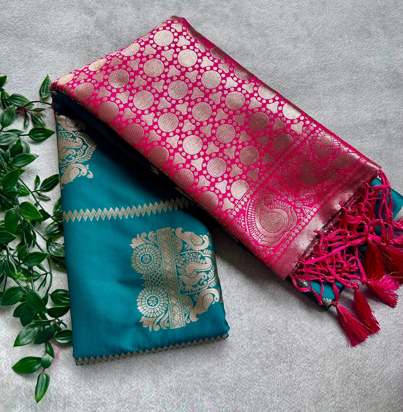 semi silk rama blue saree