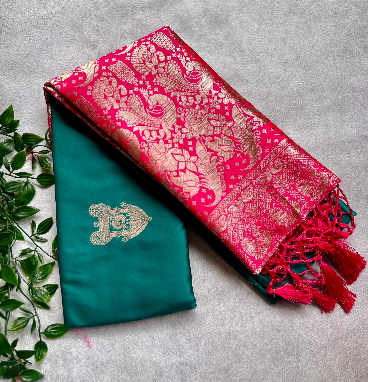 semi silk green saree