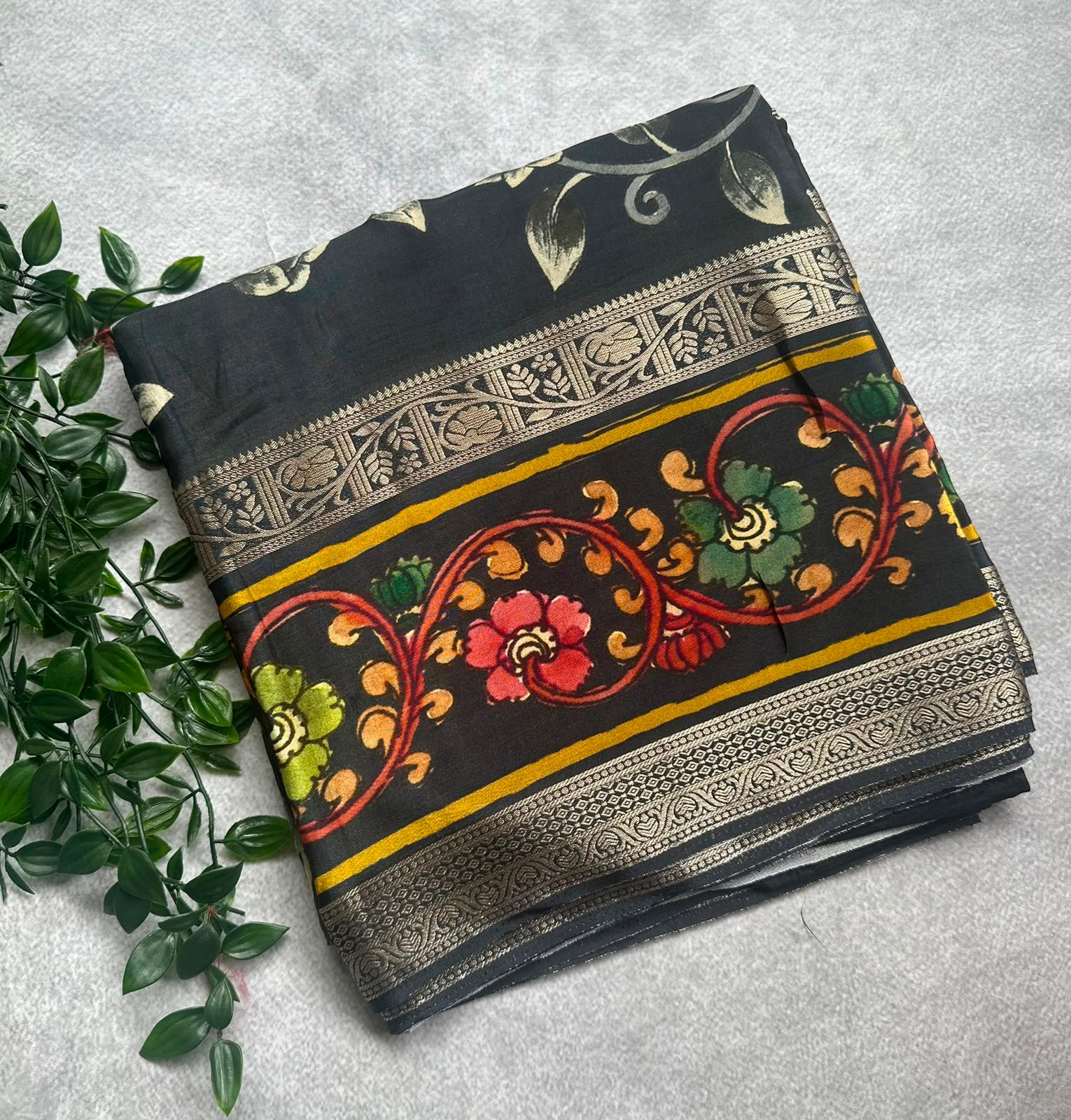 semi crepe black saree