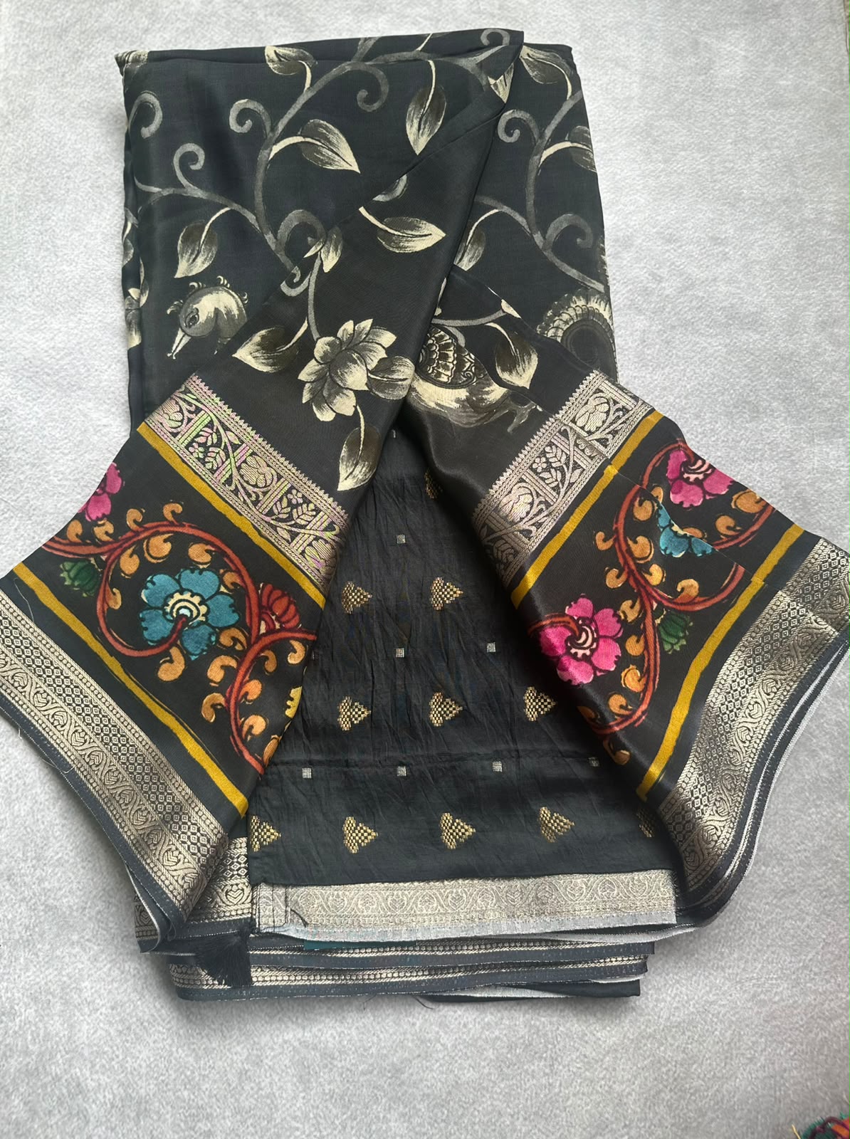 semi crepe black saree