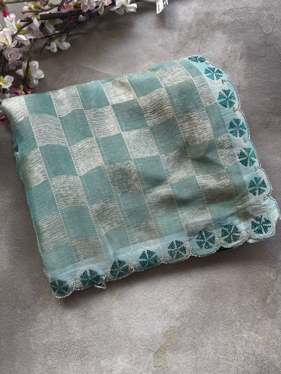 party wear sea green  saree