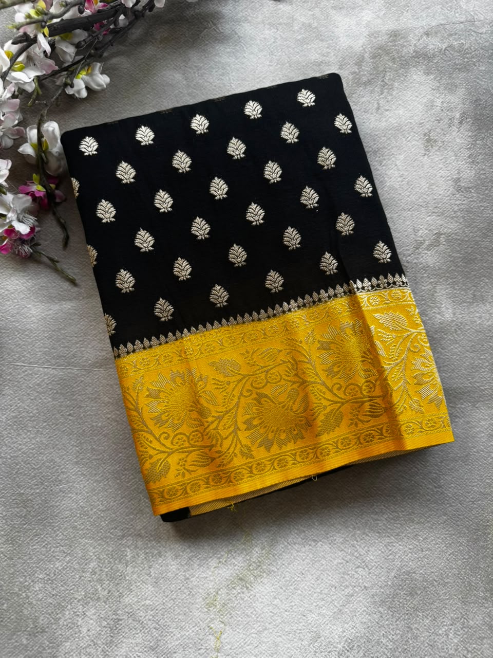 semi soft silk black saree