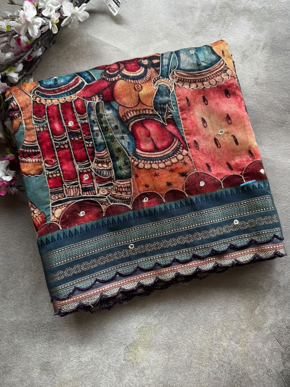 crepe kalamkari print saree