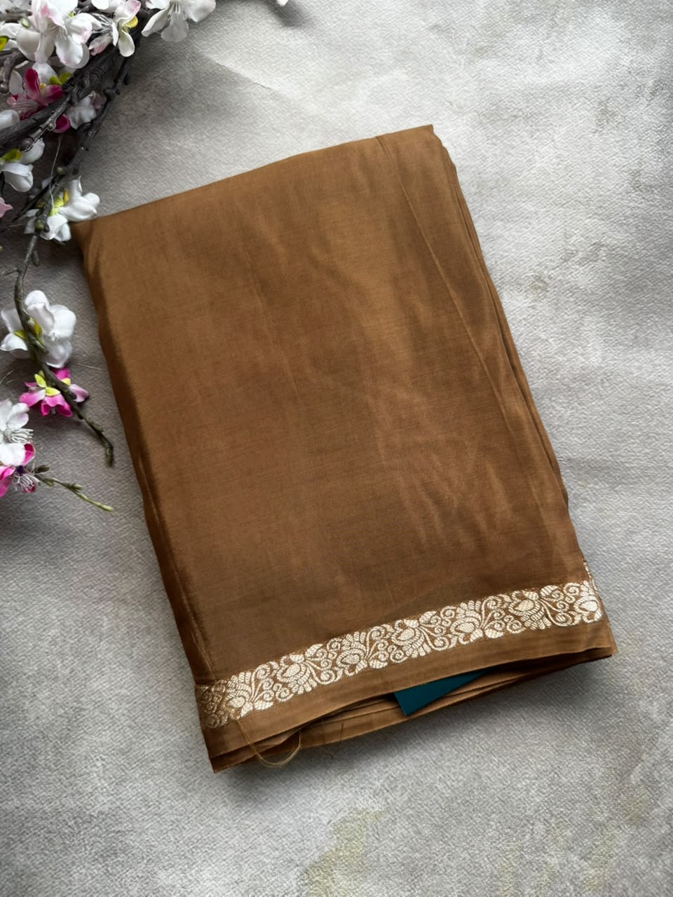 semi mysore silk brown saree