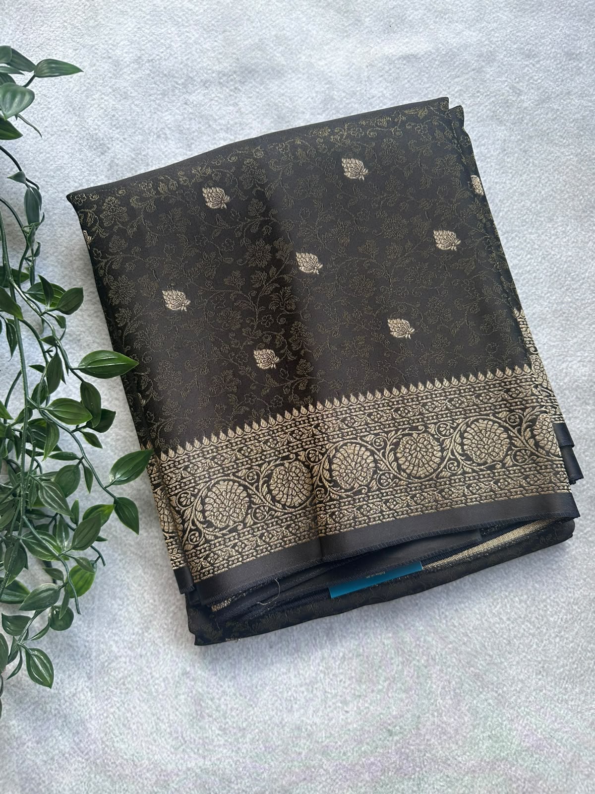 tissue crepe black saree