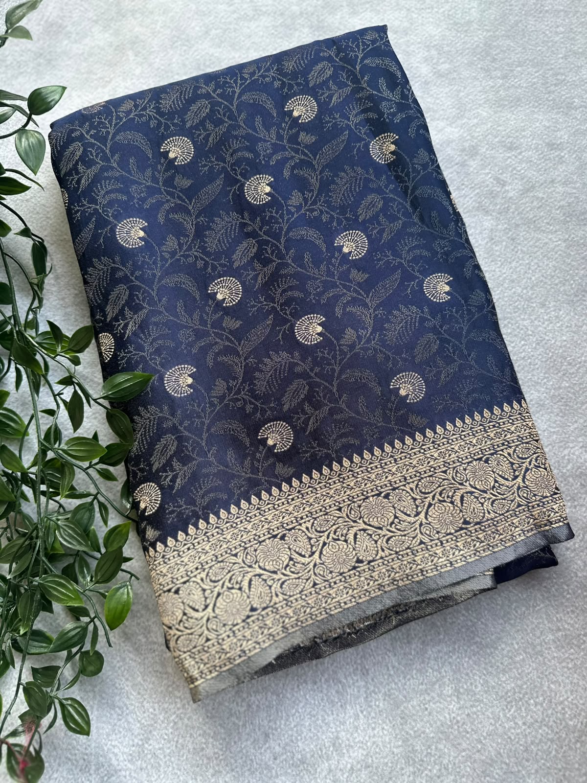 tissue crepe blue saree