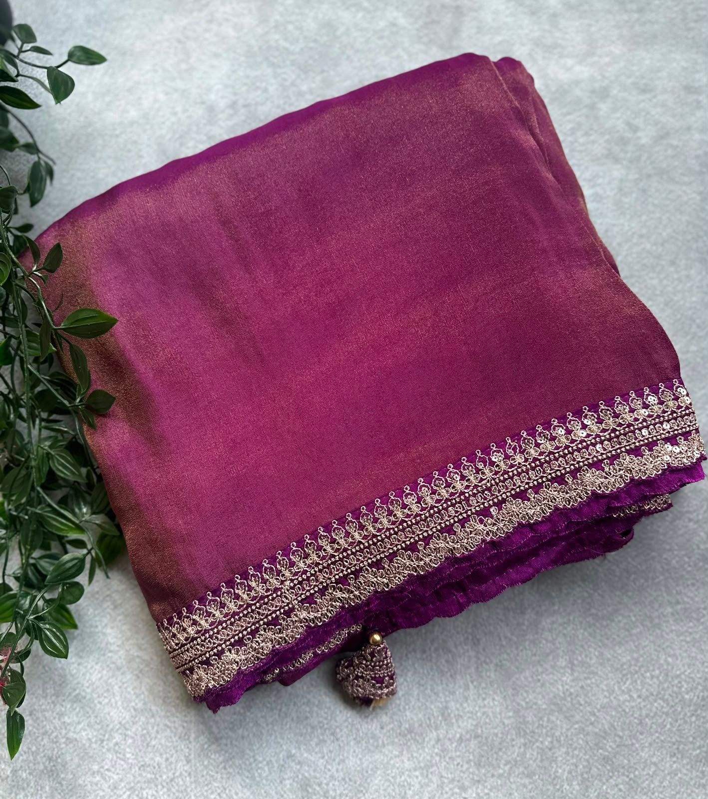crepe scallop border saree