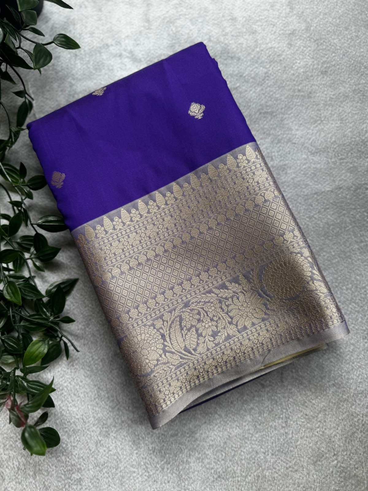 Purple semi kanchi saree