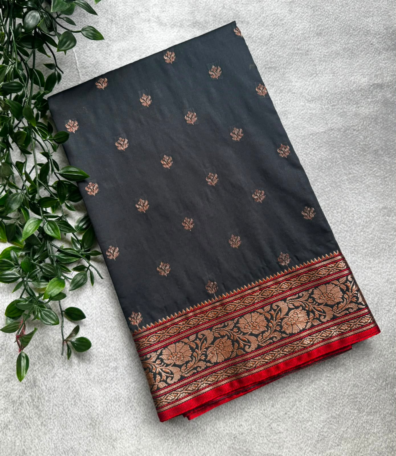Black small butta banarasi saree