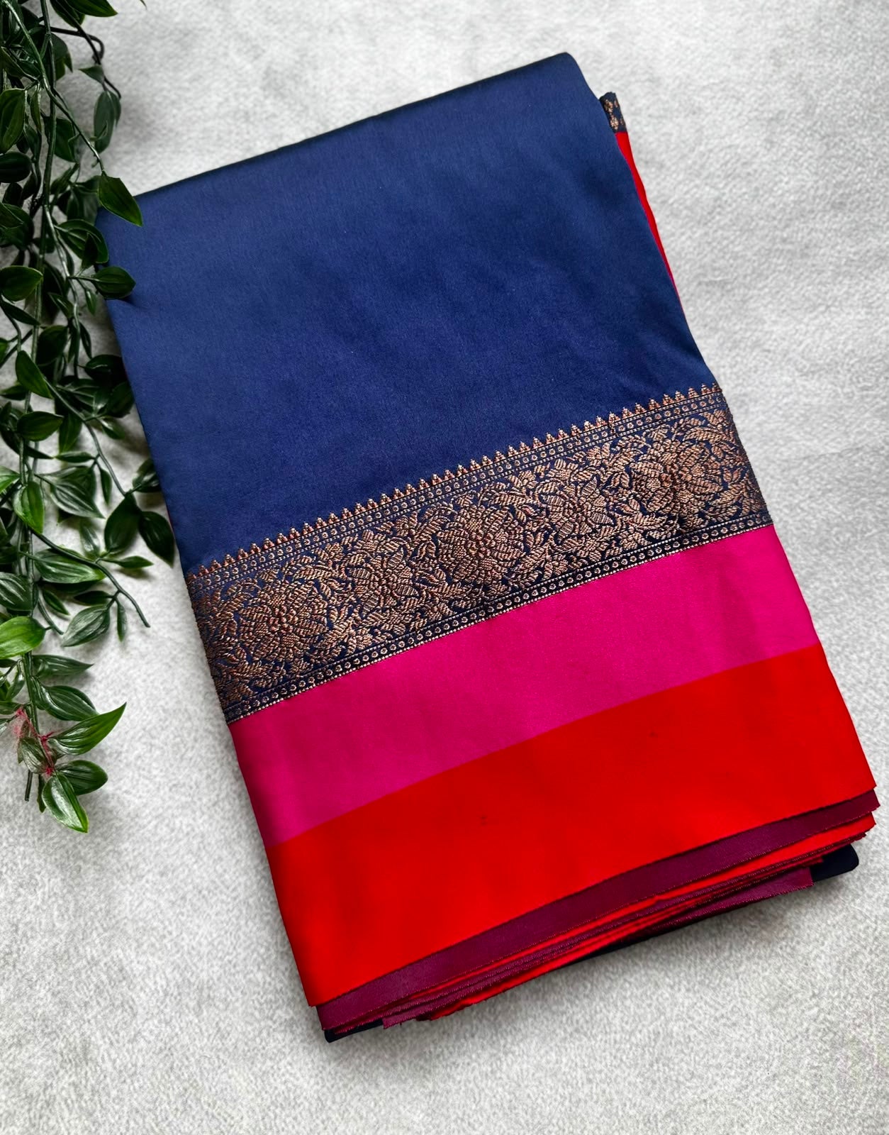 Navy blue semi banarasi saree