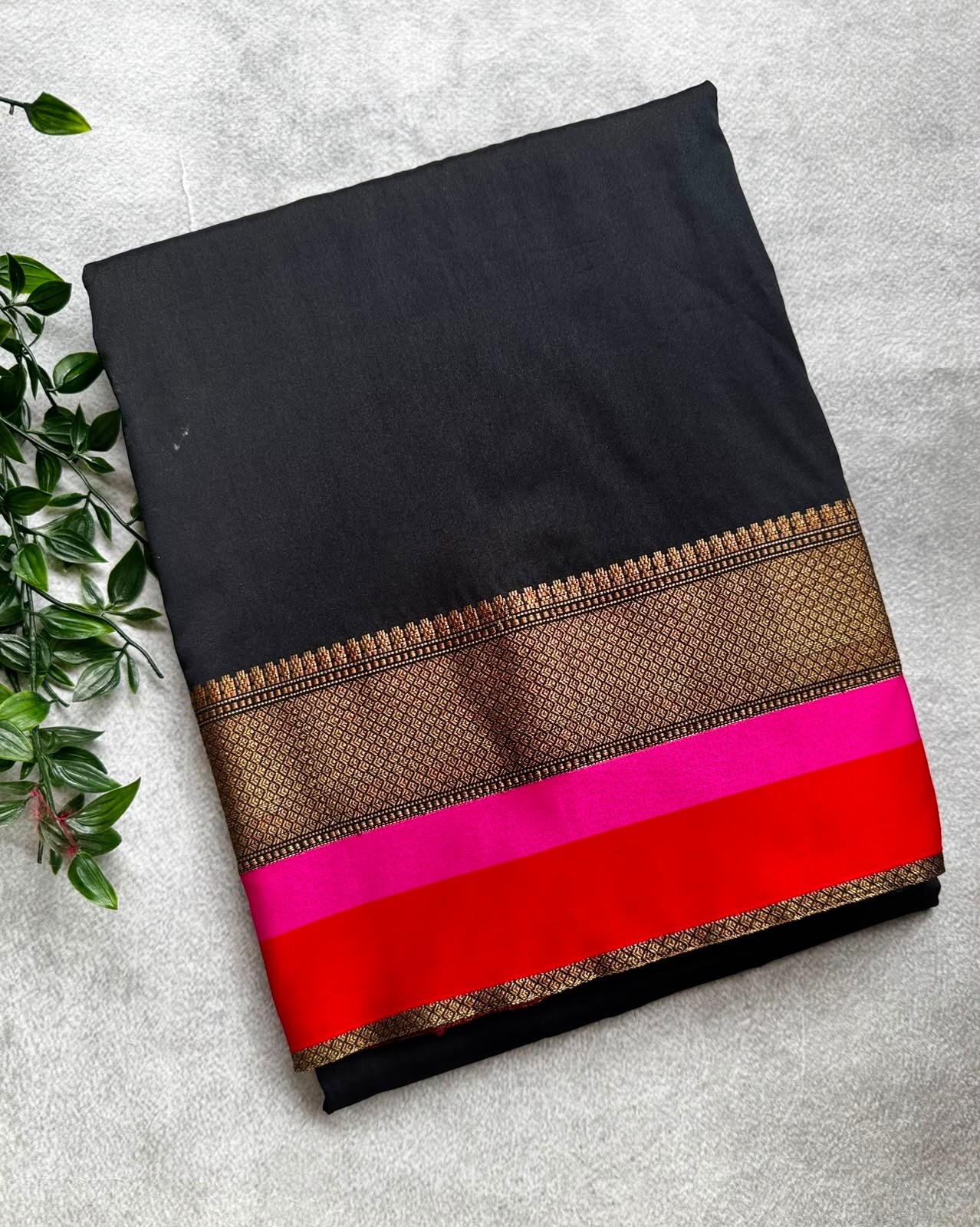 Black semi banarasi saree