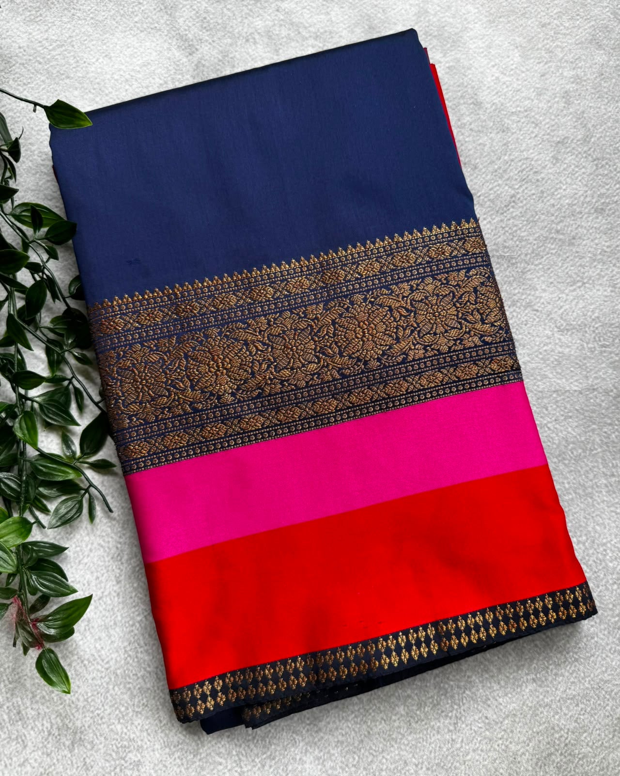 Navy blue semi banarasi saree