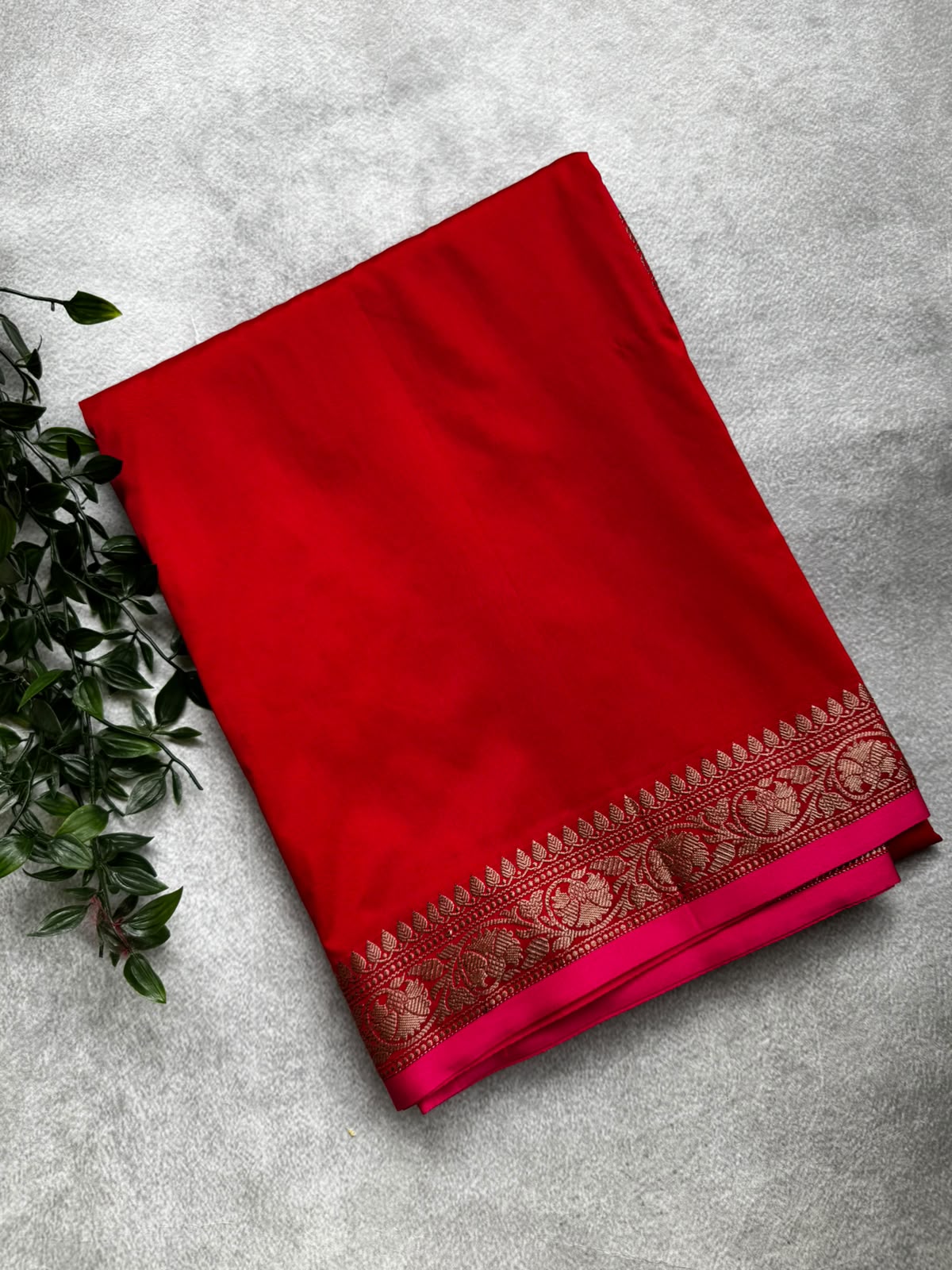 Red semi banarasi saree