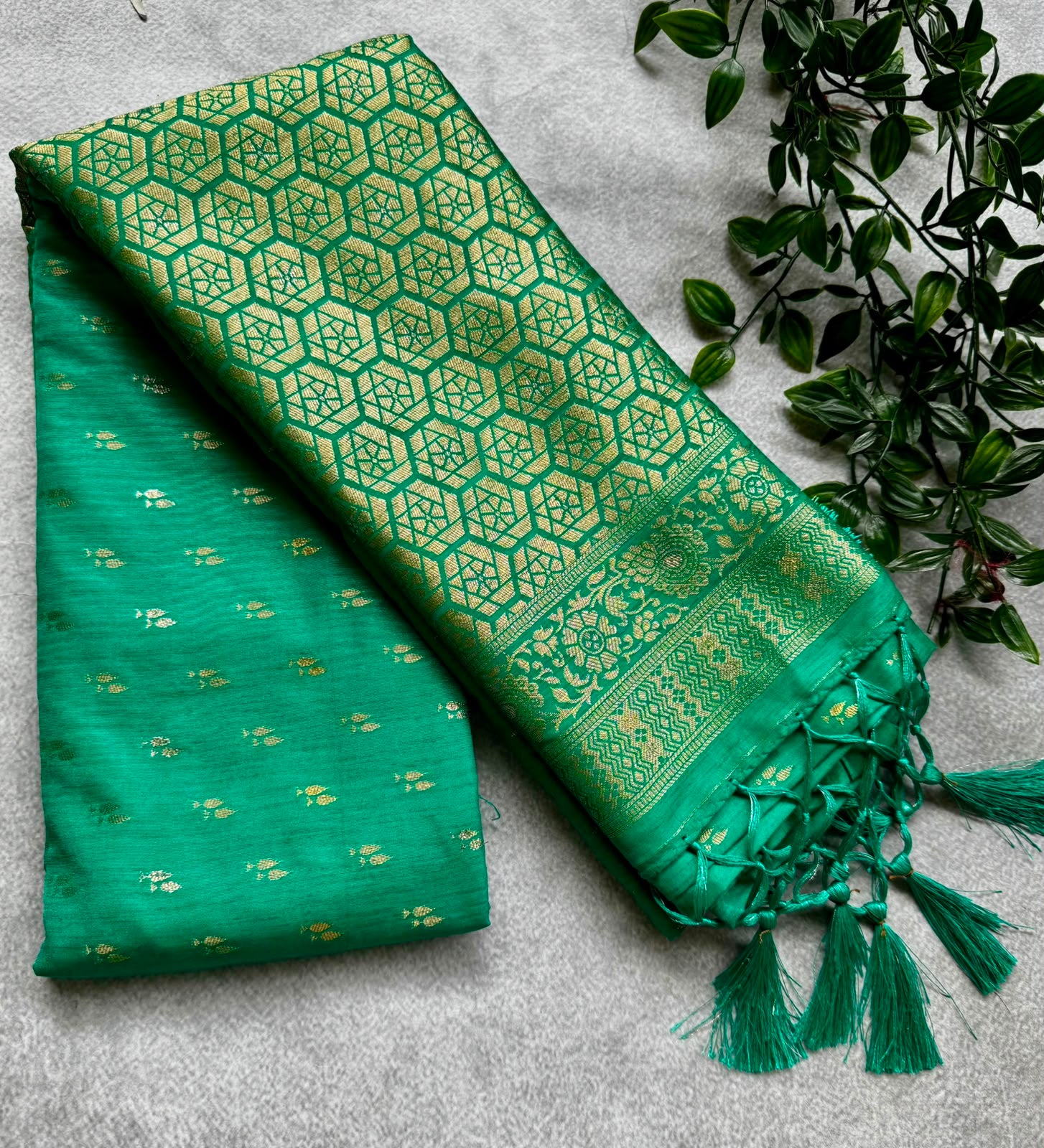 Green semi soft silk saree