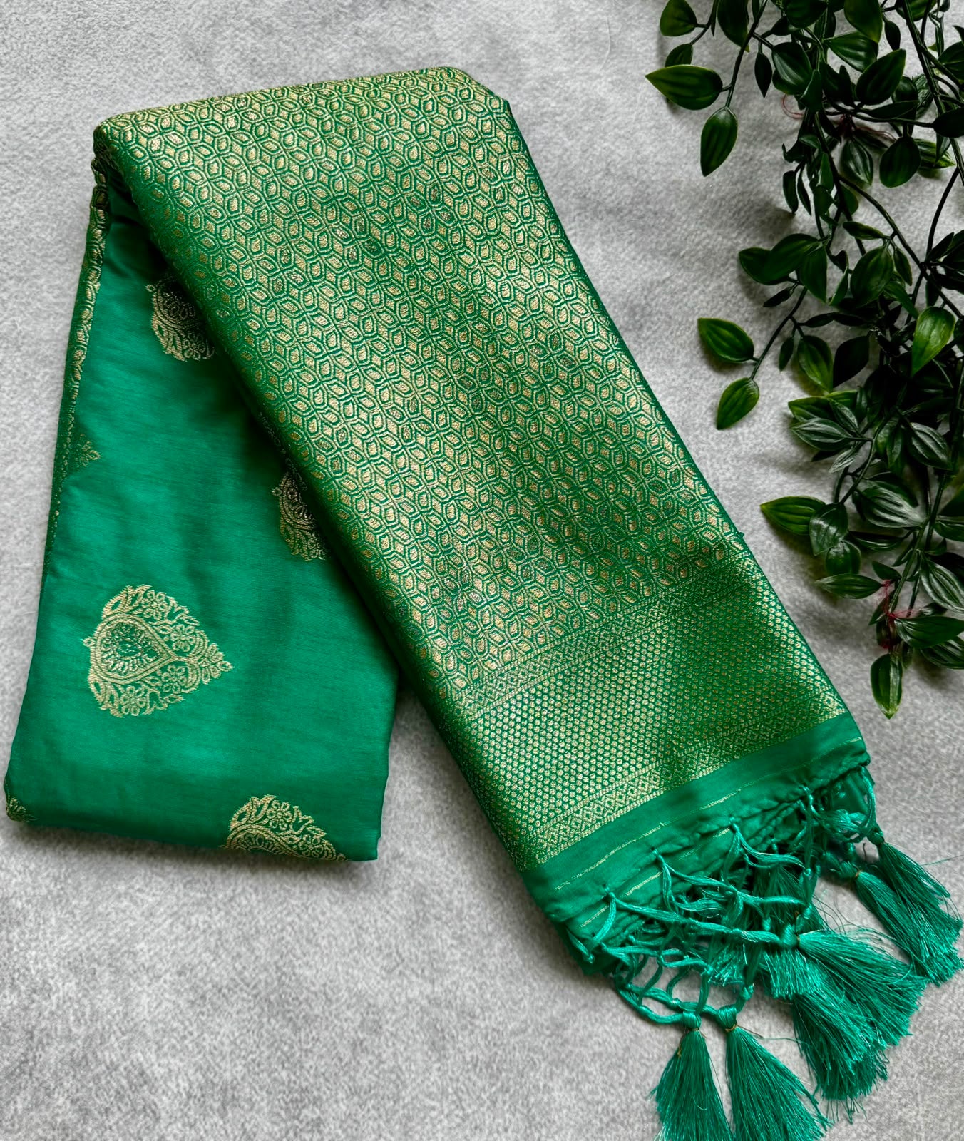 Green semi soft silk saree