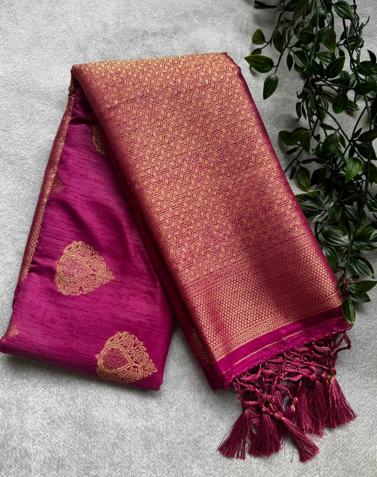 Maroon n gold semi soft silk saree