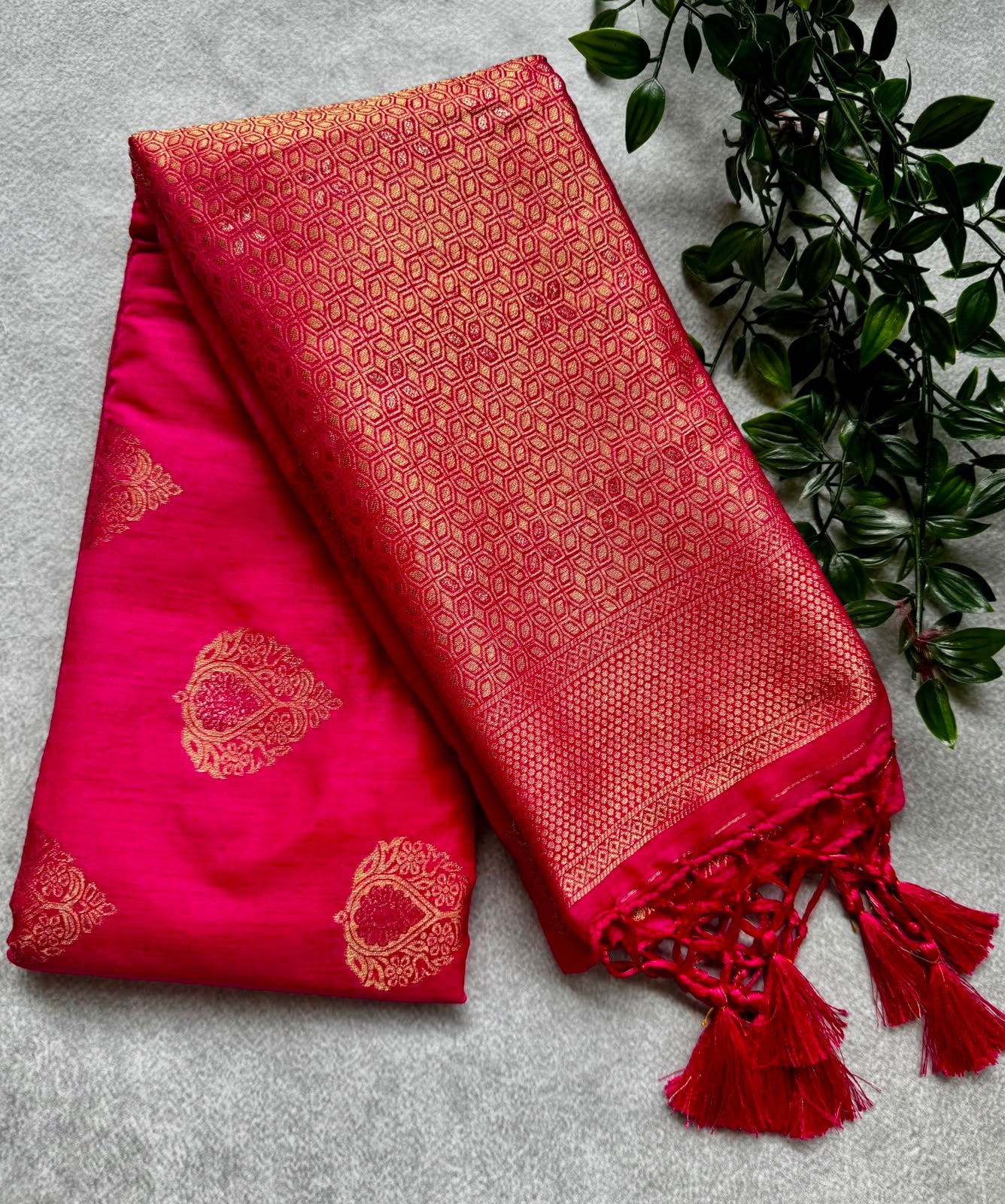 Pink n gold semi soft silk saree