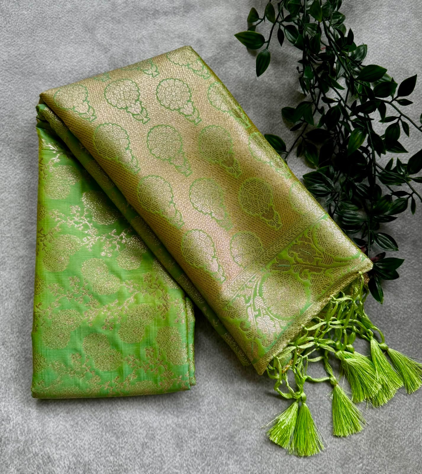 Parrot green semi soft silk saree