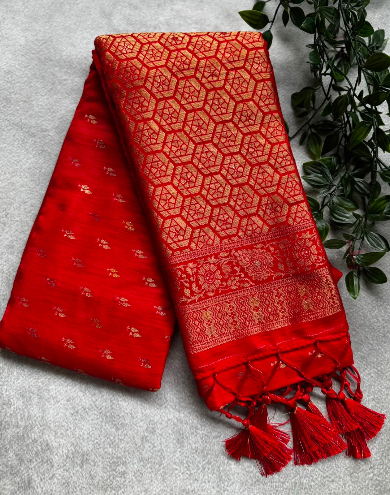 Red semi soft silk saree