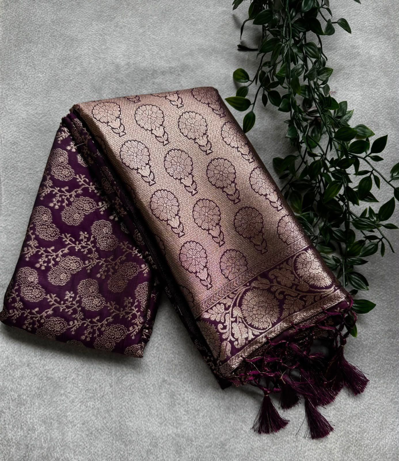 Purple n gold semi soft silk saree