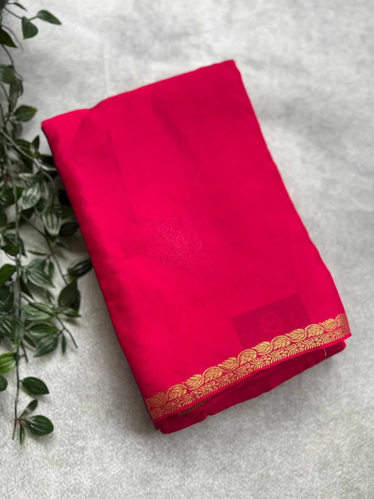 Pink crepe saree