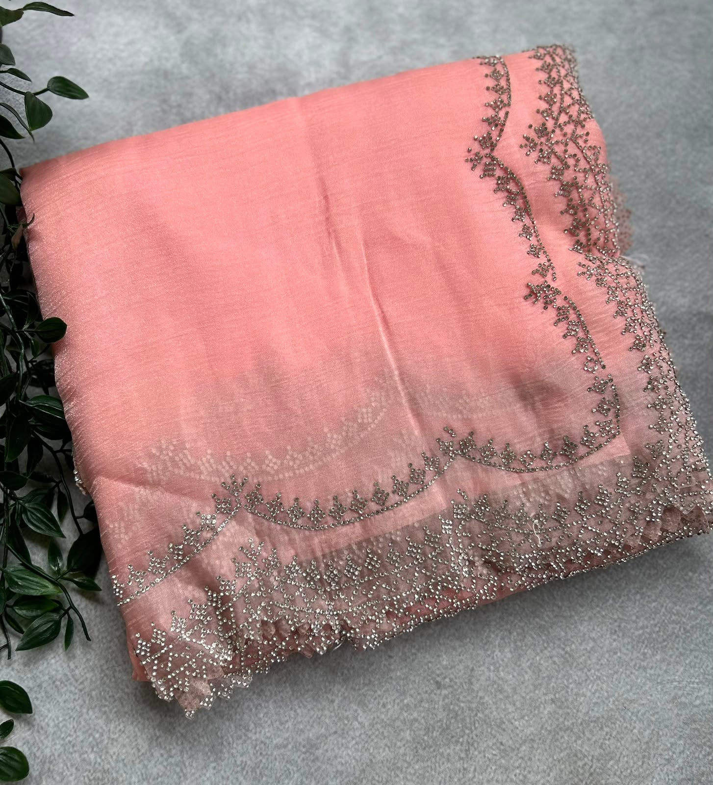 Peach crush tissue saree