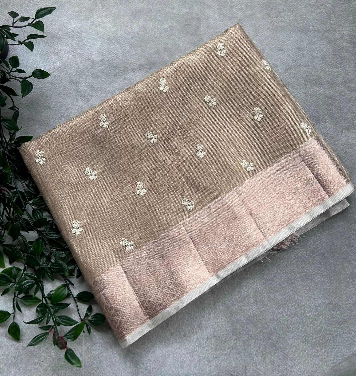 Cream tissue saree