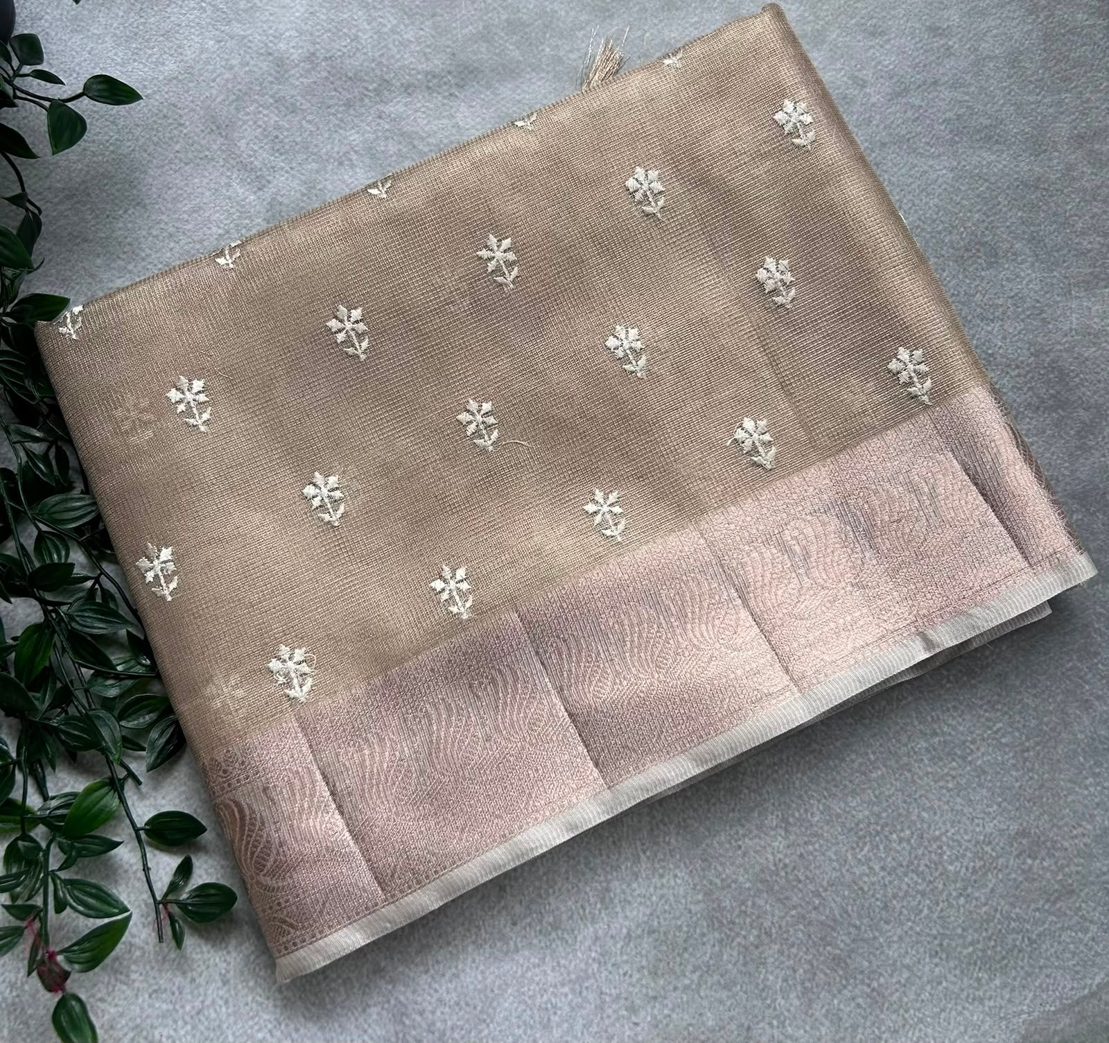 Cream tissue saree