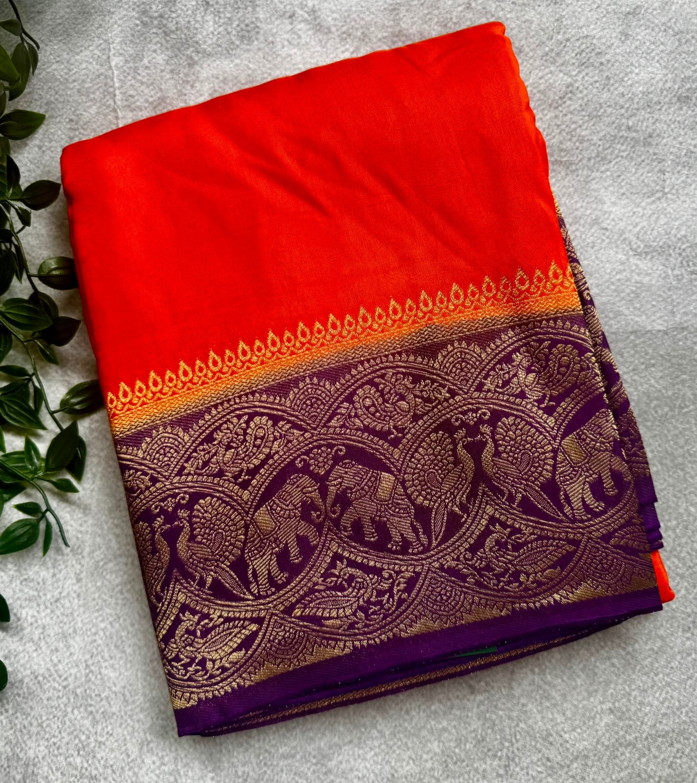 Orange small butta crepe saree