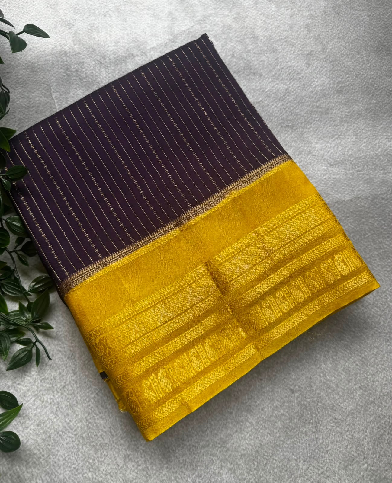 Navy blue stripes crepe saree