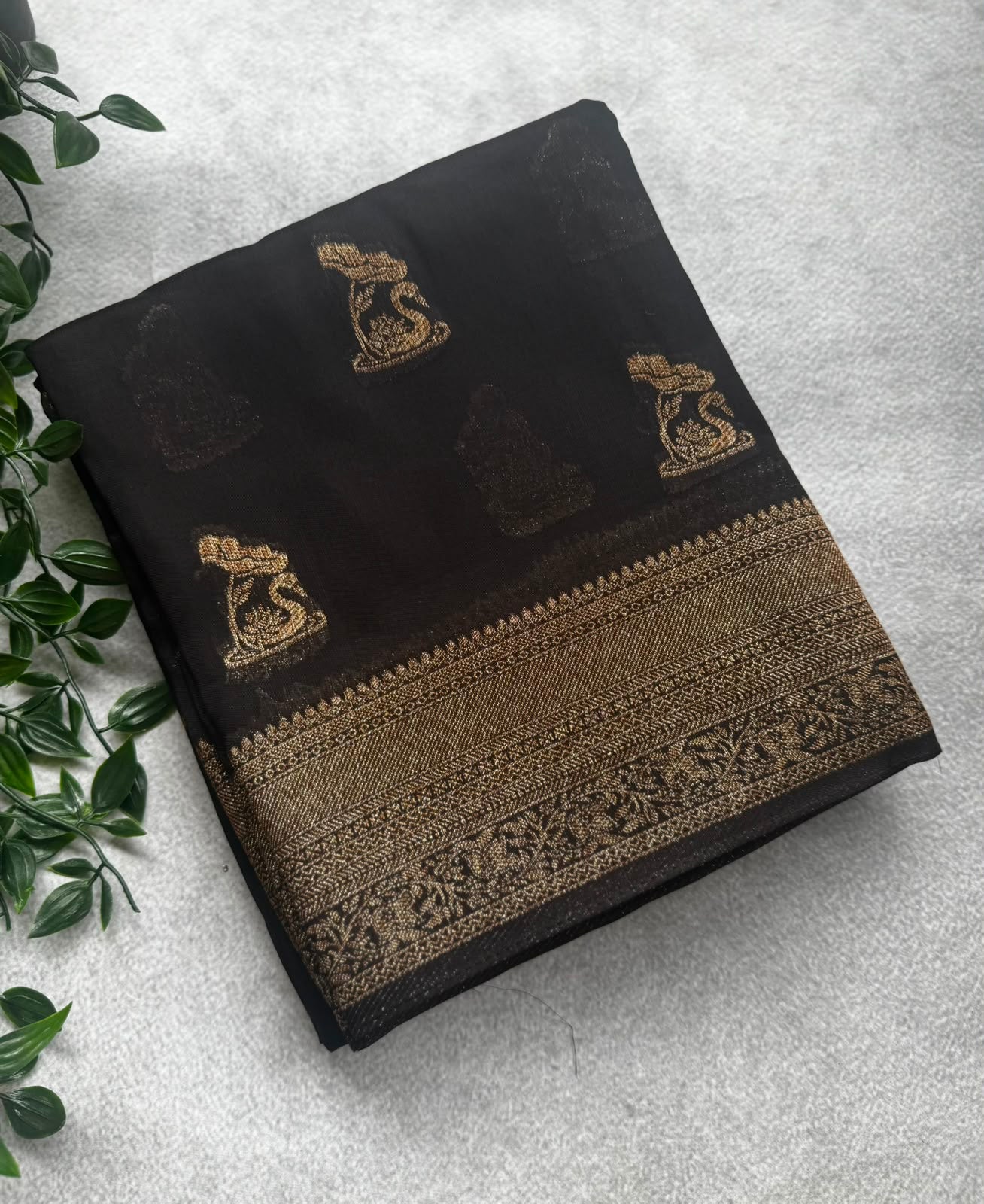 Black butta crepe saree