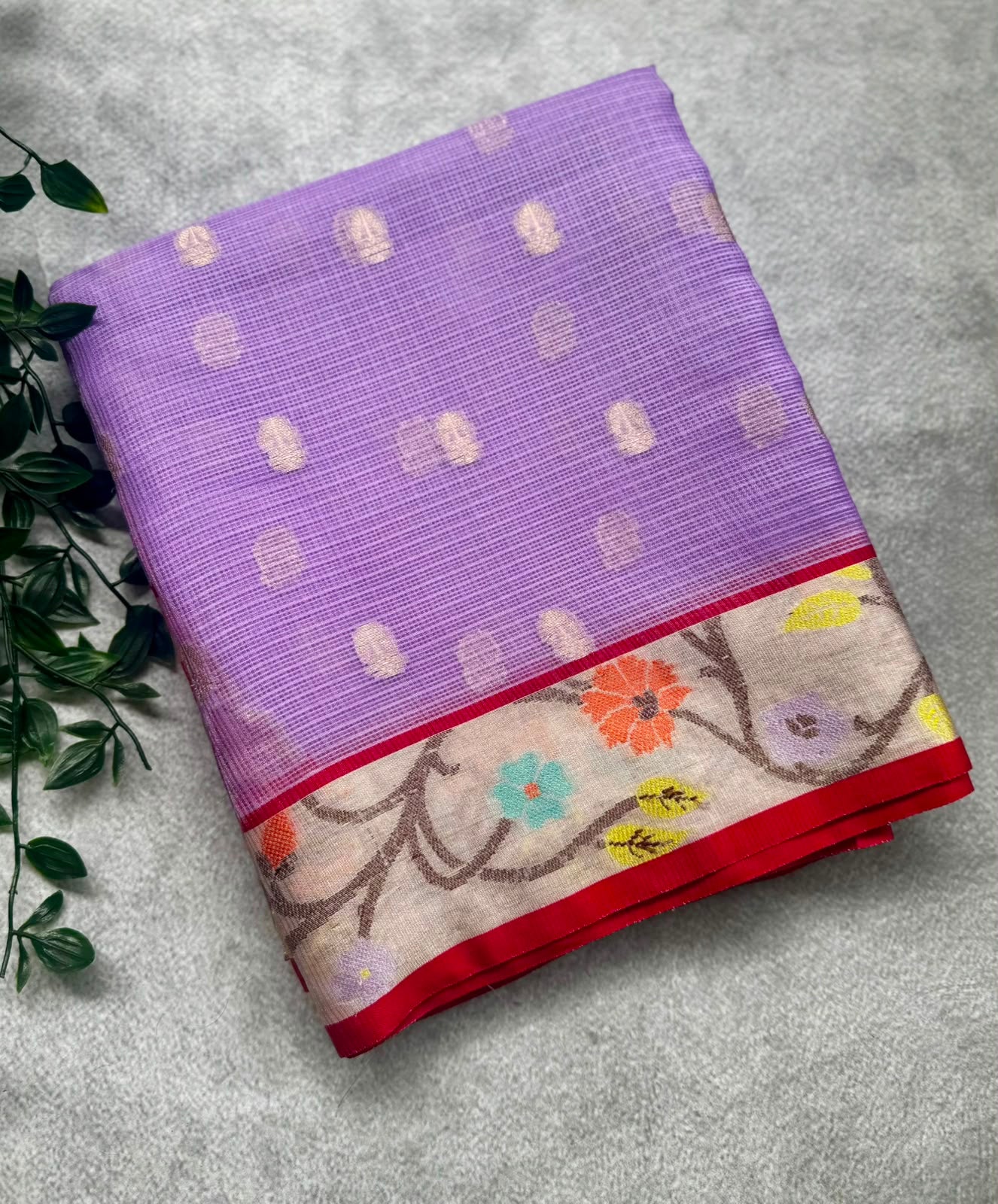 Lavender kota checks saree
