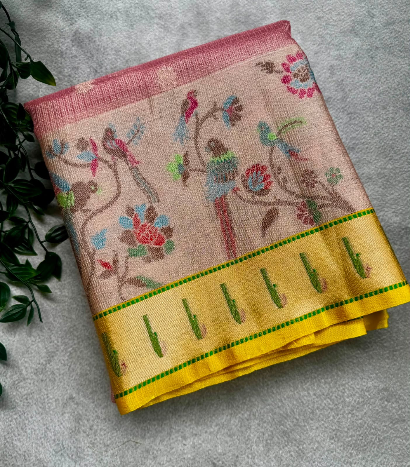 Pink kota checks saree