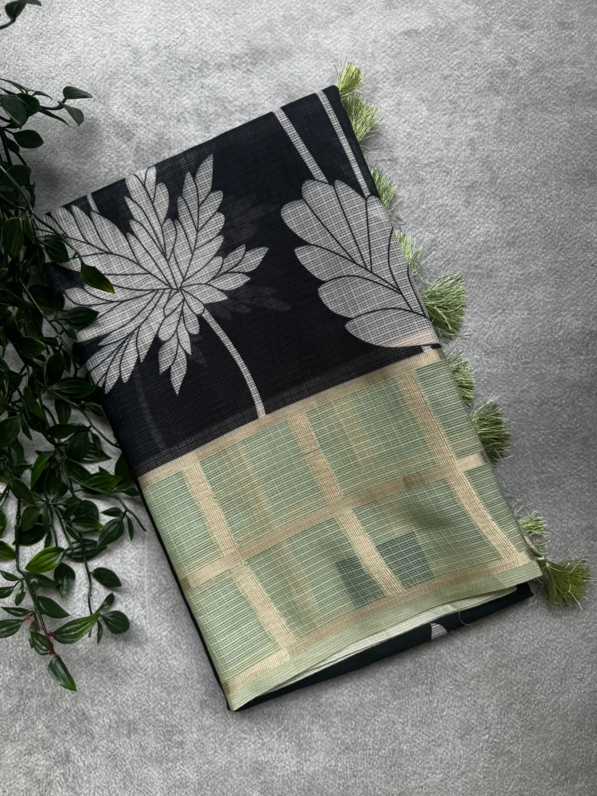 Black kota checks saree